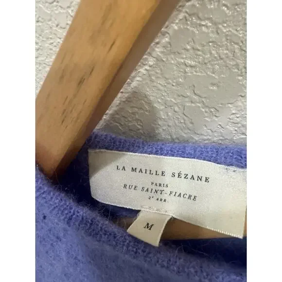 Sezane La Maille Paris Super Kid Mohair Baby Alpaca Wool Button Cardigan Size M - Picture 3 of 6